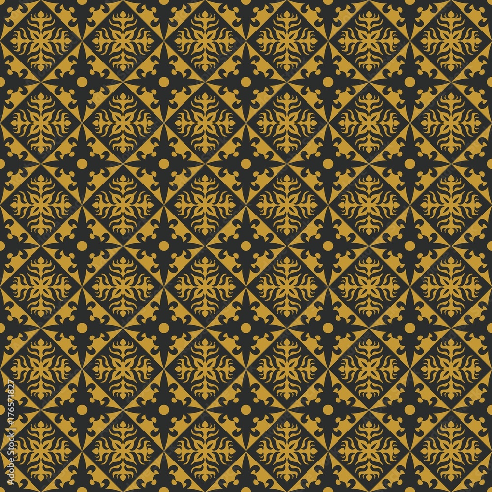 Christmas seamless pattern, golden snowflake, vector