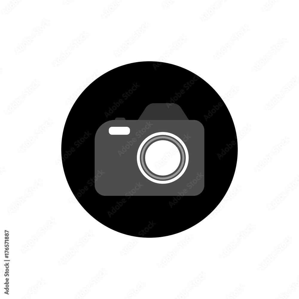 Photo camera round icon long shadow vector