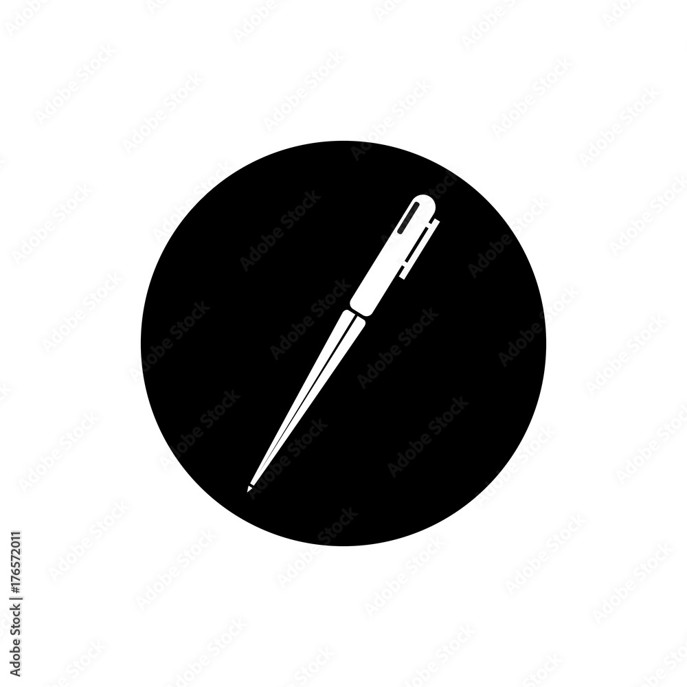 Pen round icon long shadow vector Pen round icon long shadow vector