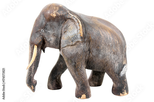 Elephant wood carving isolated on white background