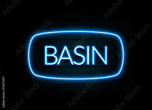 Basin - colorful Neon Sign on brickwall