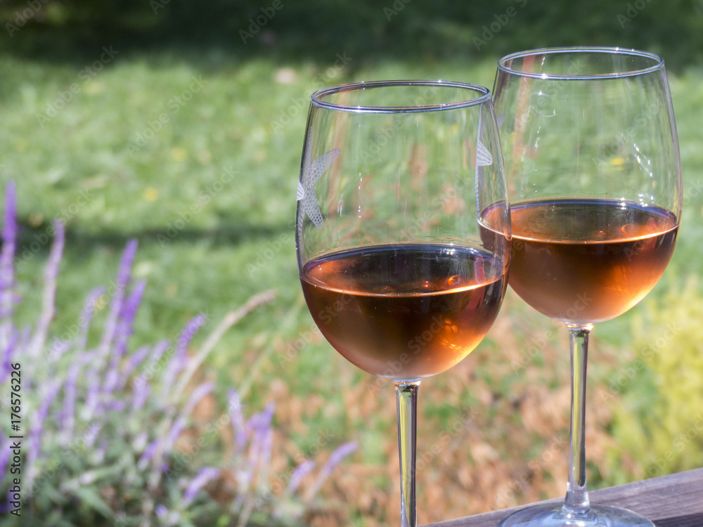 Two glasses of rosé outside