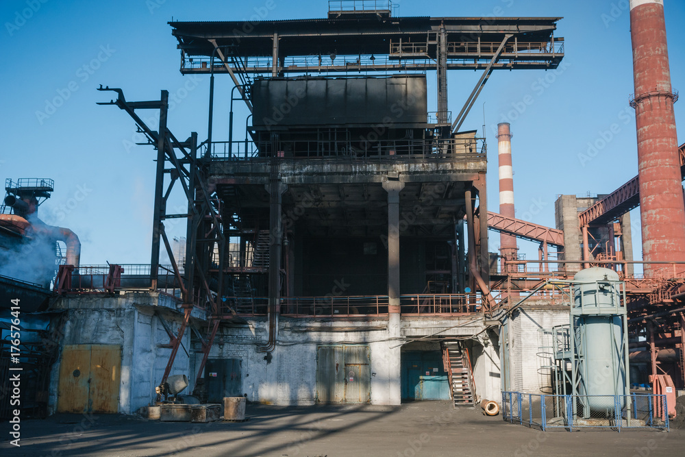 Steel works. General plan of the plant. Big plant. Coke plant. NLMK. Altai coke