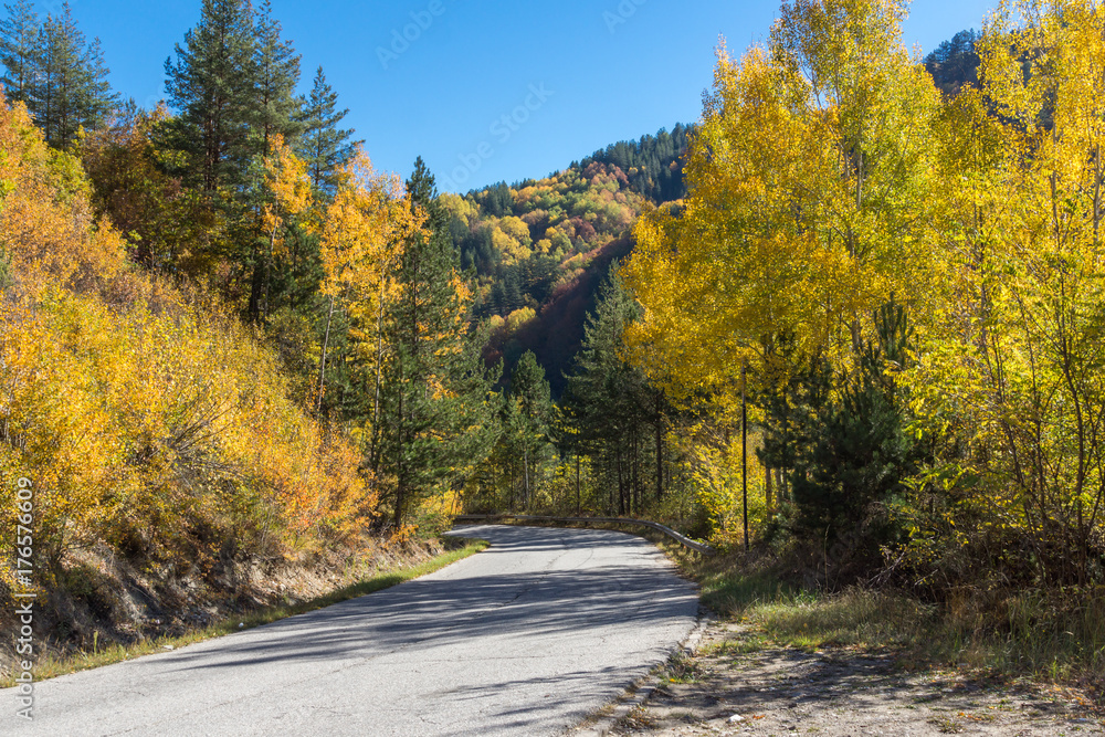 Amazing Autumn landscape near town of Dospat, Rhodope Mountains, Bulgaria Amazing Autumn landscape near town of Dospat, Rhodope Mountains, Bulgaria