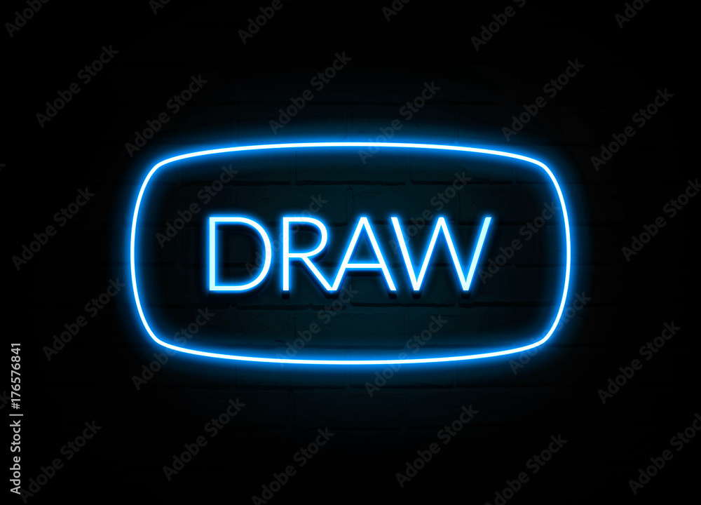 Draw - colorful Neon Sign on brickwall Draw - colorful Neon Sign on brickwall