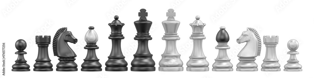 All chess pieces 3D - obrazy, fototapety, plakaty 