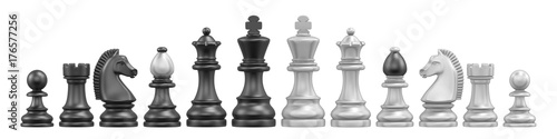 All chess pieces 3D photo