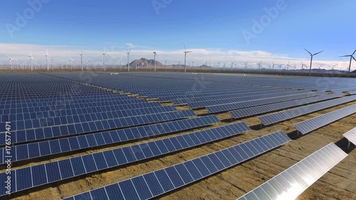 Solar energy, wind power, aerial view, renewables