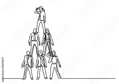 continuous line drawing of business concept - business team standing together