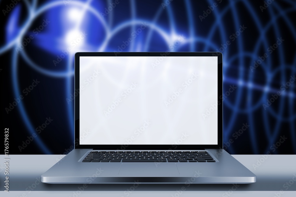 Composite image of desk with laptop Composite image of desk with laptop