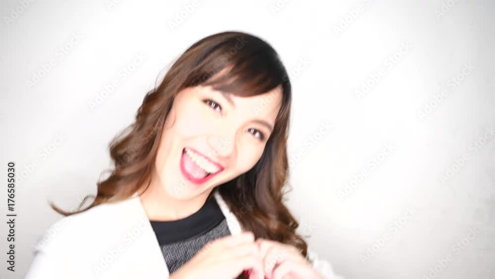 Beautiful woman looking camera happy smile. Beautiful woman looking camera happy smile.