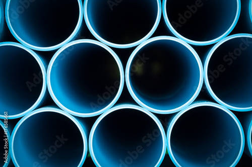 Close up to Blue PVC plastic pipes