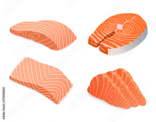 red fish salmon for sushi food menu vector illustration Isolated white background. photo