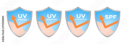 uv protection logo and icon , ultraviolet vector / shield