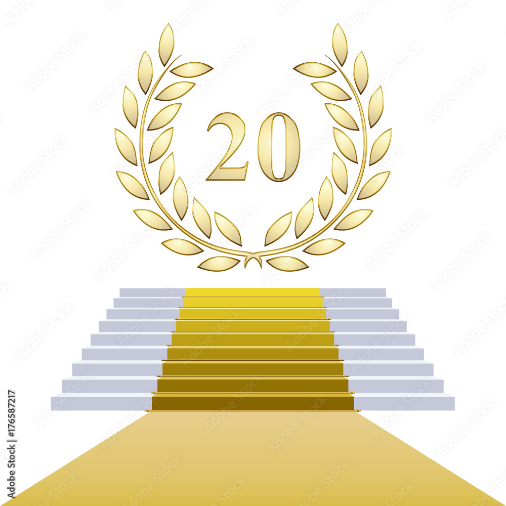 Escaliers Tapis Or Anniversaire Lauriers Ans Stock Illustration Adobe Stock