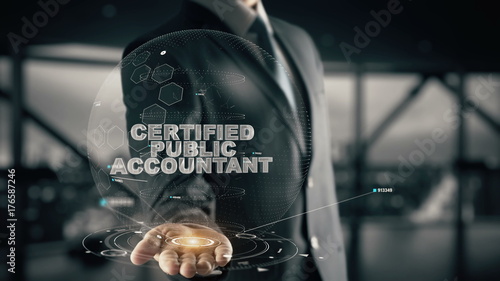 Photos Certified Public Accountant with hologram businessman concept