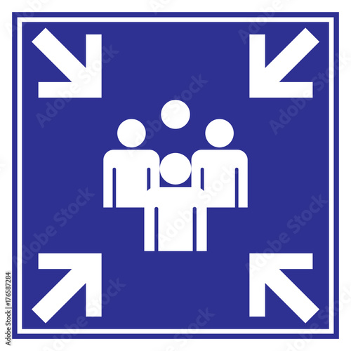 meeting point sign blue color 