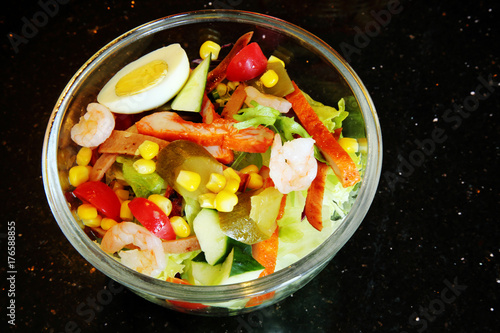 Cold dish with vegetable and meat