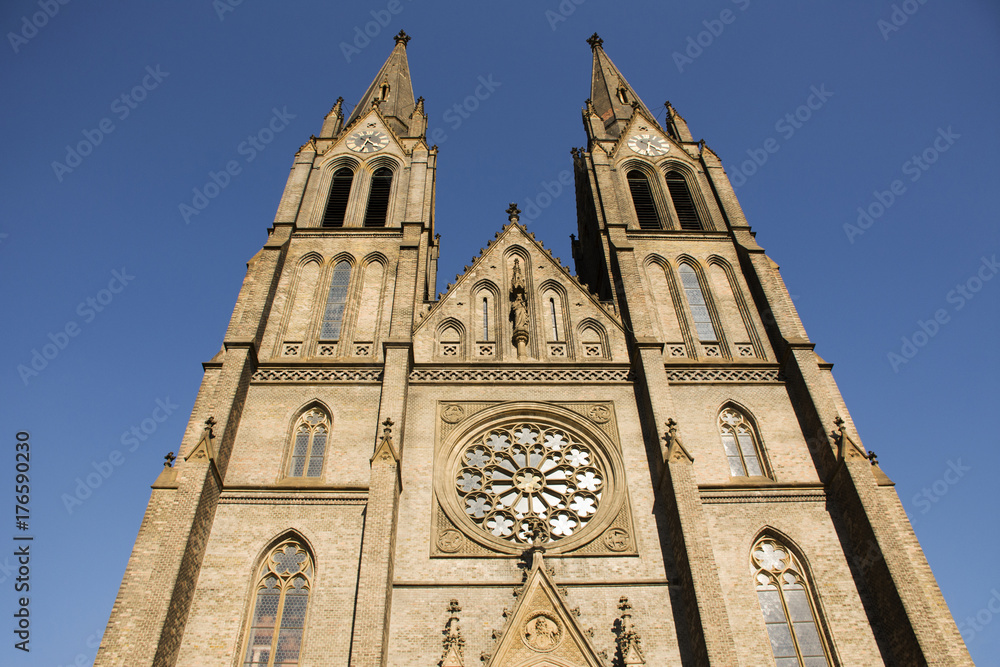 Church of St. Ludmila for Czechia people and foreigner travelers visit and praying at namesti miru or Peace Square