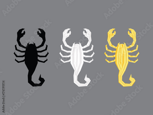 Isolated black silver and gold scopion vector illustration