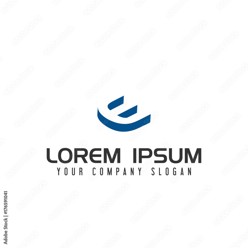 Letter E Negative space logo design concept template