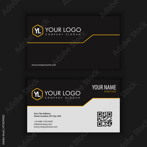 Modern Creative and Clean Business Card Template with yellow bla