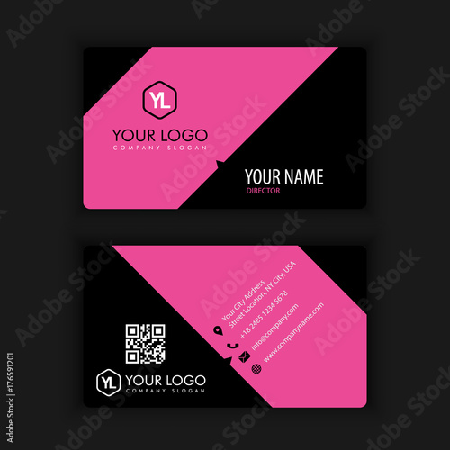 Modern Creative and Clean Business Card Template with purple bla