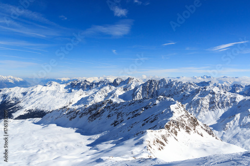 Mountain panorama with snow and blue sky in winter in Stubai Alps, Austria © johannes86