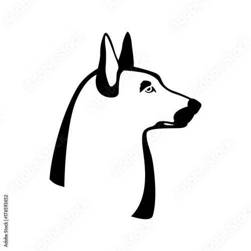dog  head   vector illustration  profile side