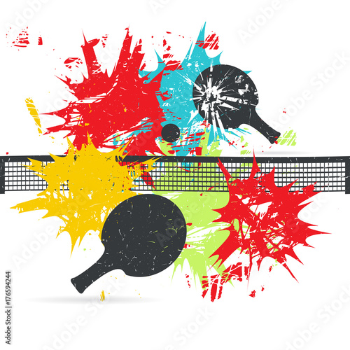 Ping-pong posters design. Grunge vector illustration
