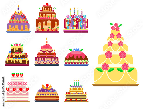 Wedding cake pie hand drawn style sweets dessert bakery ceremony delicious vector illustration.