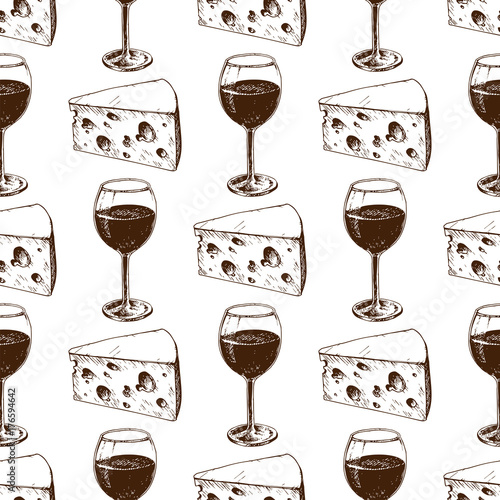 Winery making harvest wine glass seamless pattern industry alcohol production vector illustration