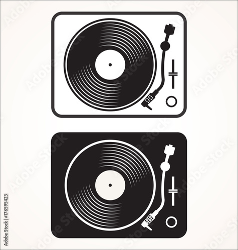 Simple black and white turntable vector illustration