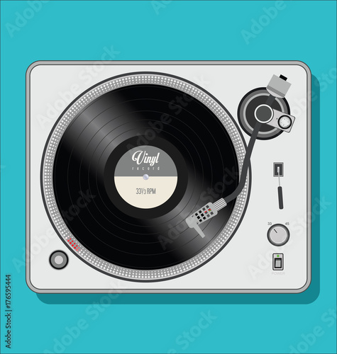 Simple black and white turntable vector illustration