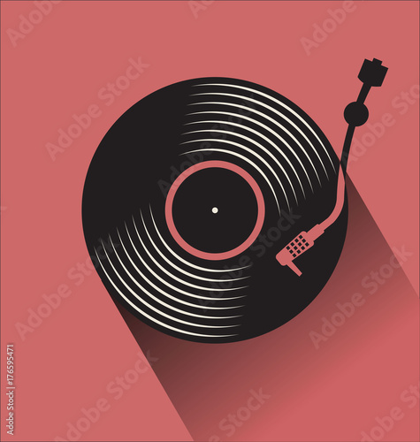 Black vinyl record disc flat concept vector illustration photo