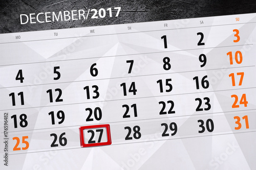 December 27 calendar