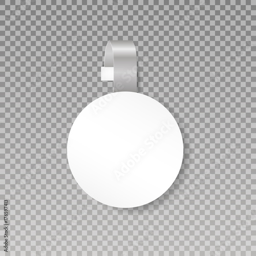 Wobbler or sales point tag mock up. Blank White Round Papper Plastic Advertising Price Wobbler Front view. isolated on transparent background. Vector illustration.