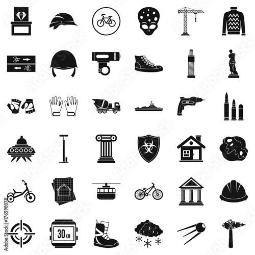 Project icons set, simple style