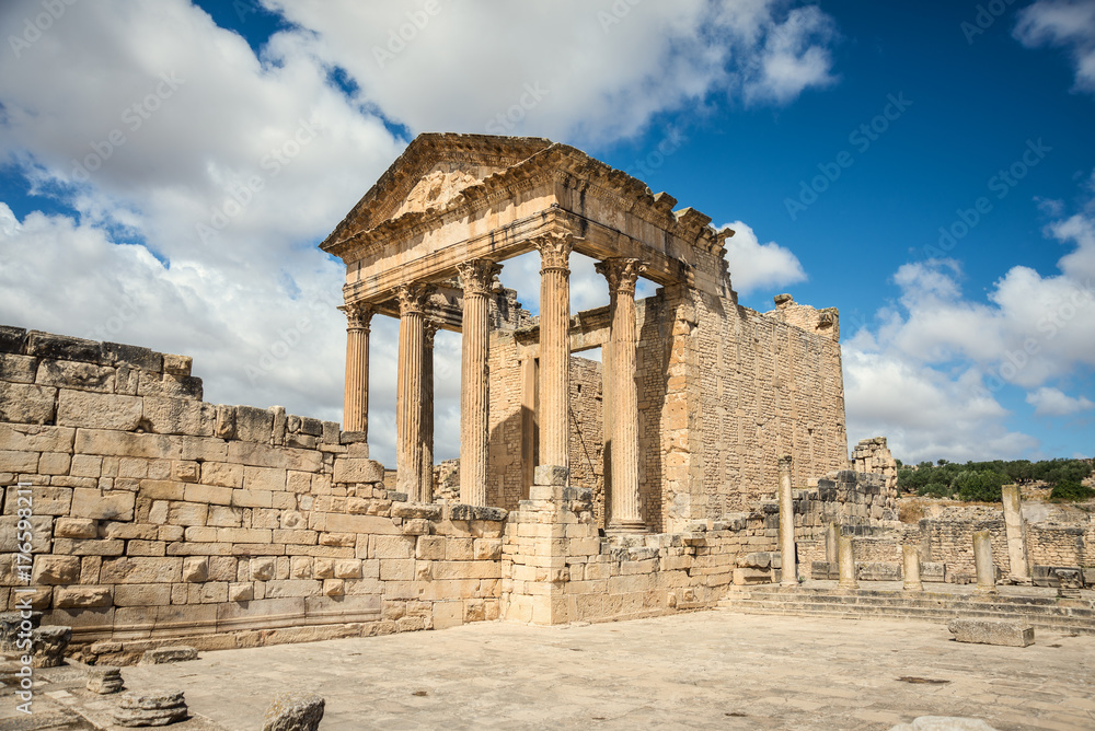 The Roman Capitol. Ruin. Tunisia, Dougga.
