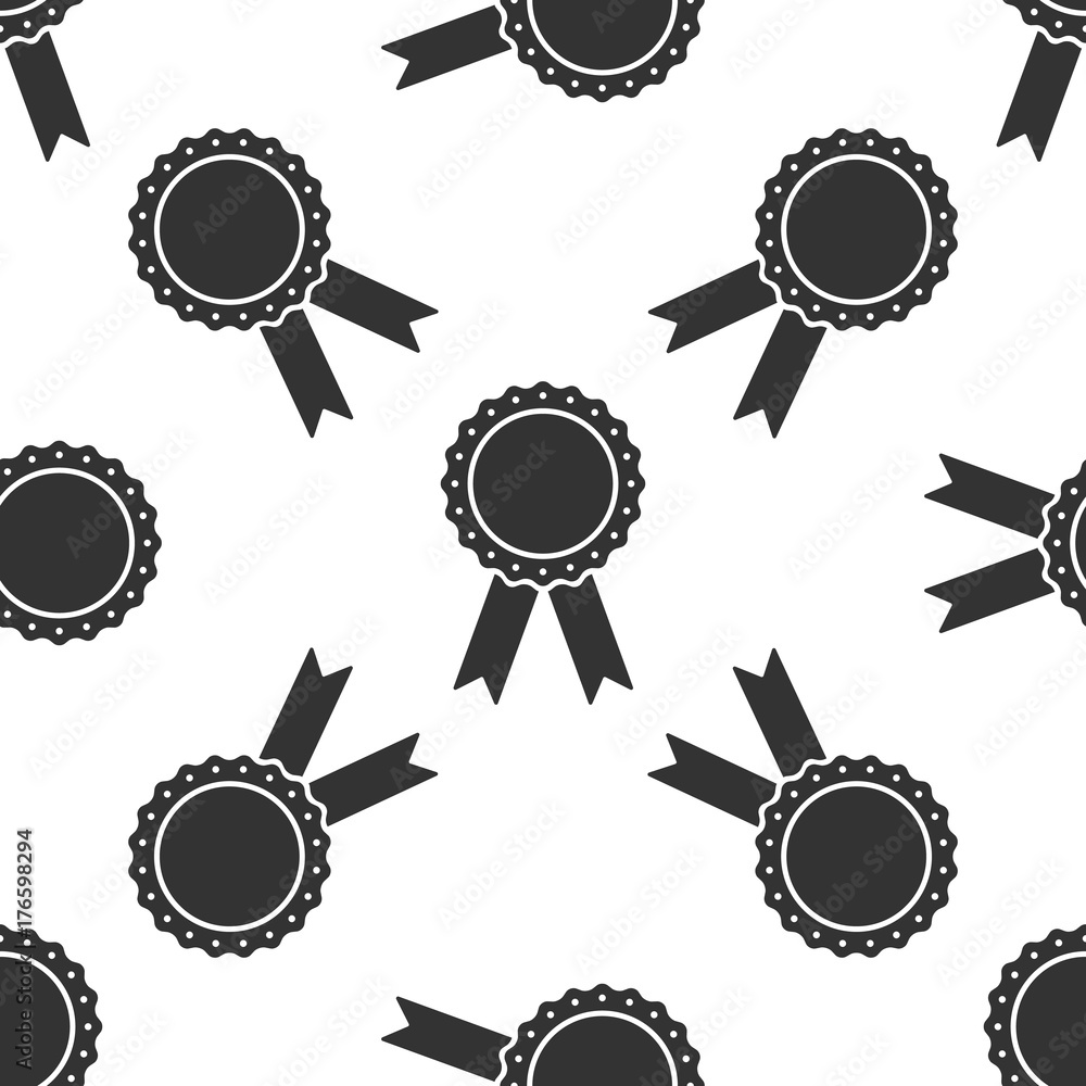 Medal badge with ribbons icon seamless pattern on white background. Flat design. Vector Illustration Medal badge with ribbons icon seamless pattern on white background. Flat design. Vector Illustration