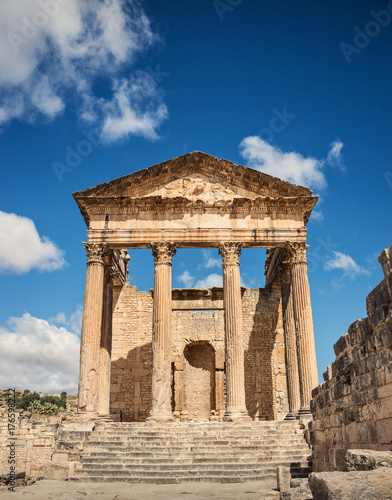 The Roman Capitol. Ruin. Tunisia, Dougga.