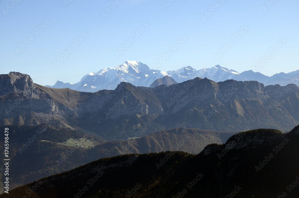 Mont-Blanc and Tournette mountains, savoy, france