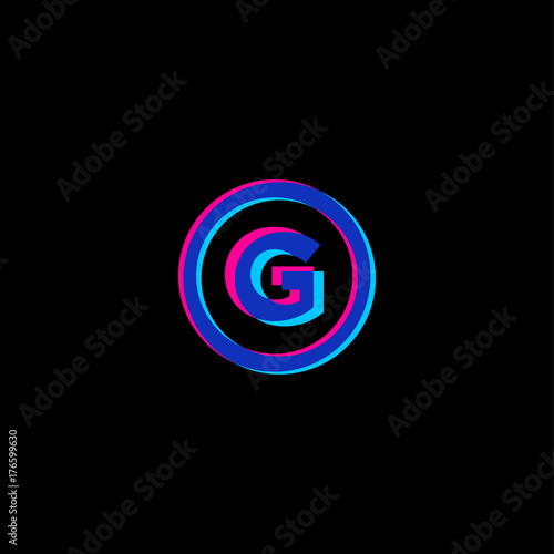 Color shift G logo. Monogram. Multicolor letter on a dark background