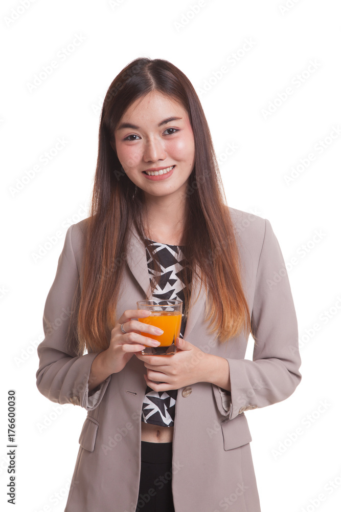 Young Asian woman drink orange juice. Young Asian woman drink orange juice.