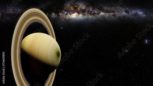 Fototapeta Naklejka Na Ścianę i Meble -  planet Saturn with rings and the Milky Way galaxy