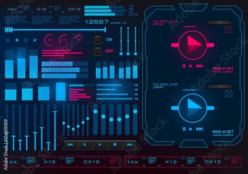 Futuristic virtual graphic touch user interface, HUD