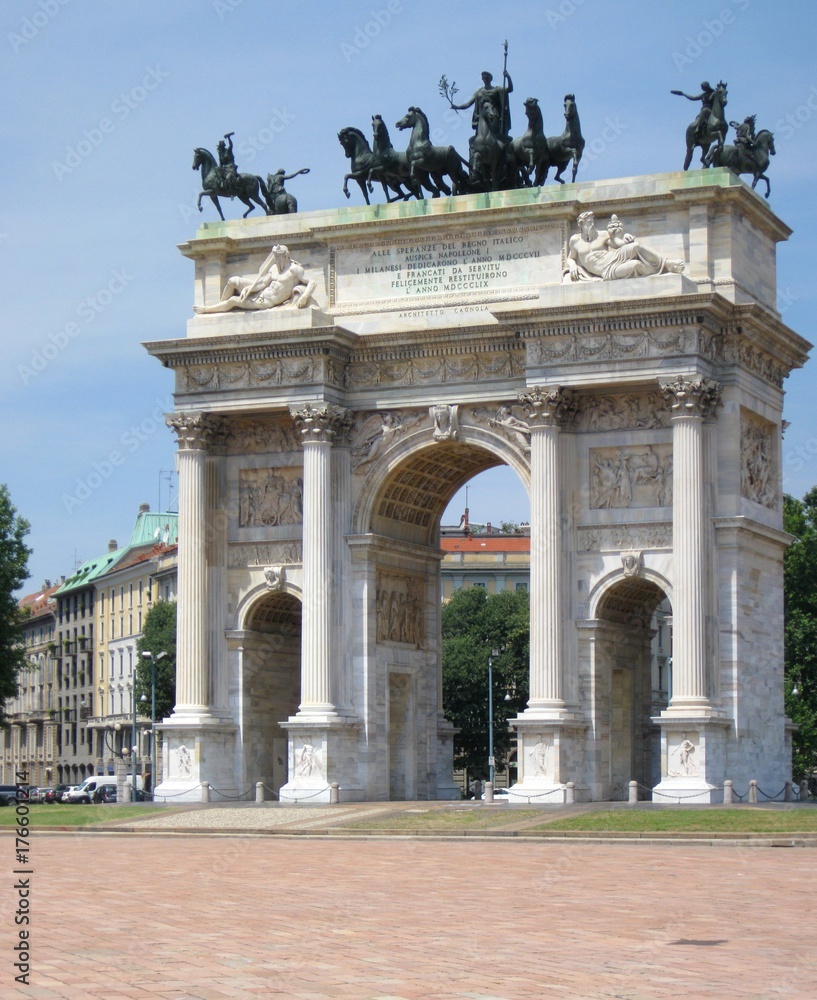 Monumental architecture of Milan, Italy.