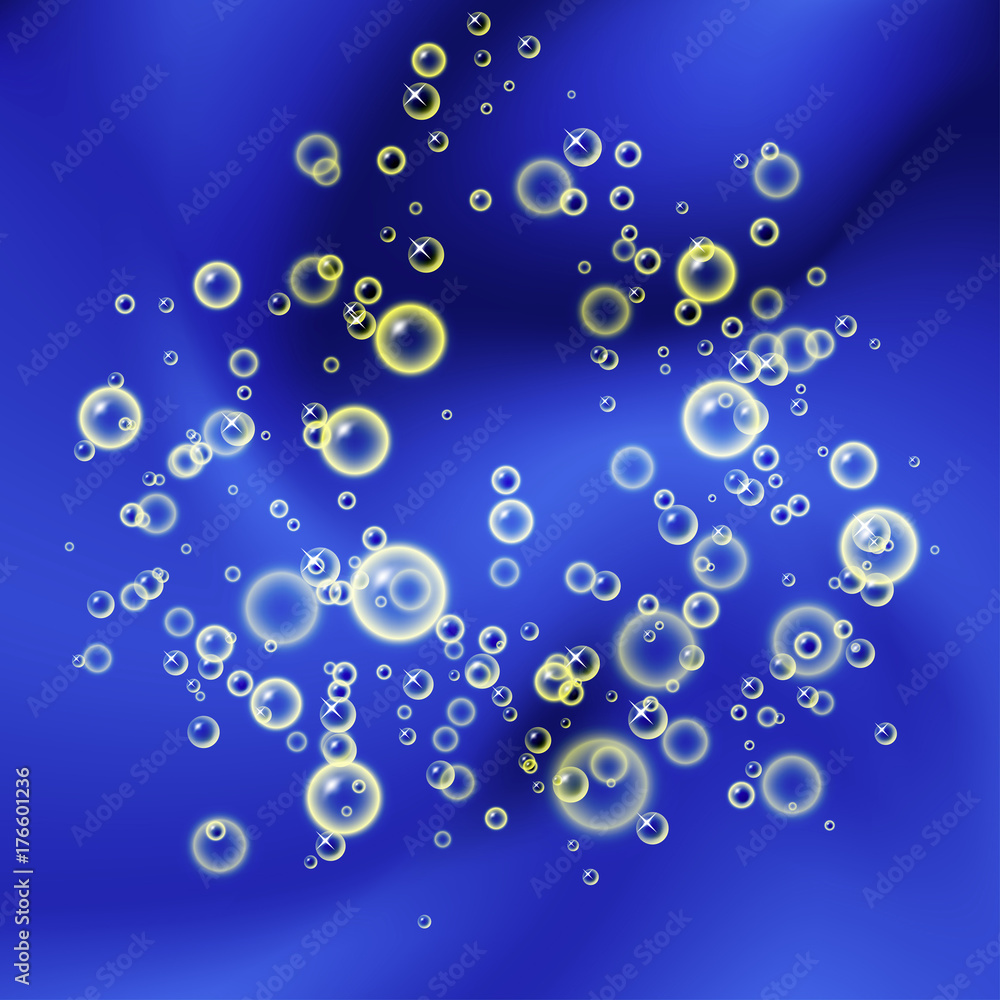 Yellow bubbles on blue background Yellow bubbles on blue background