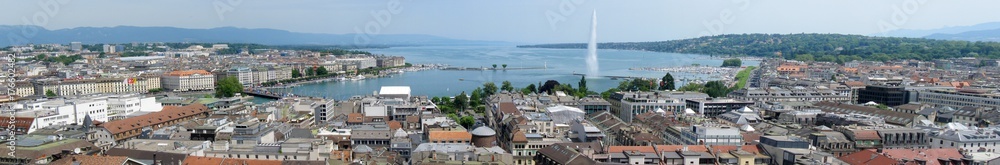 Aerial panorama of beautiful Geneva, Switzerland.