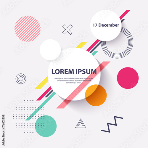 Geometric modern background. Memphis and hipster style graphic forms. Vector EPS 10